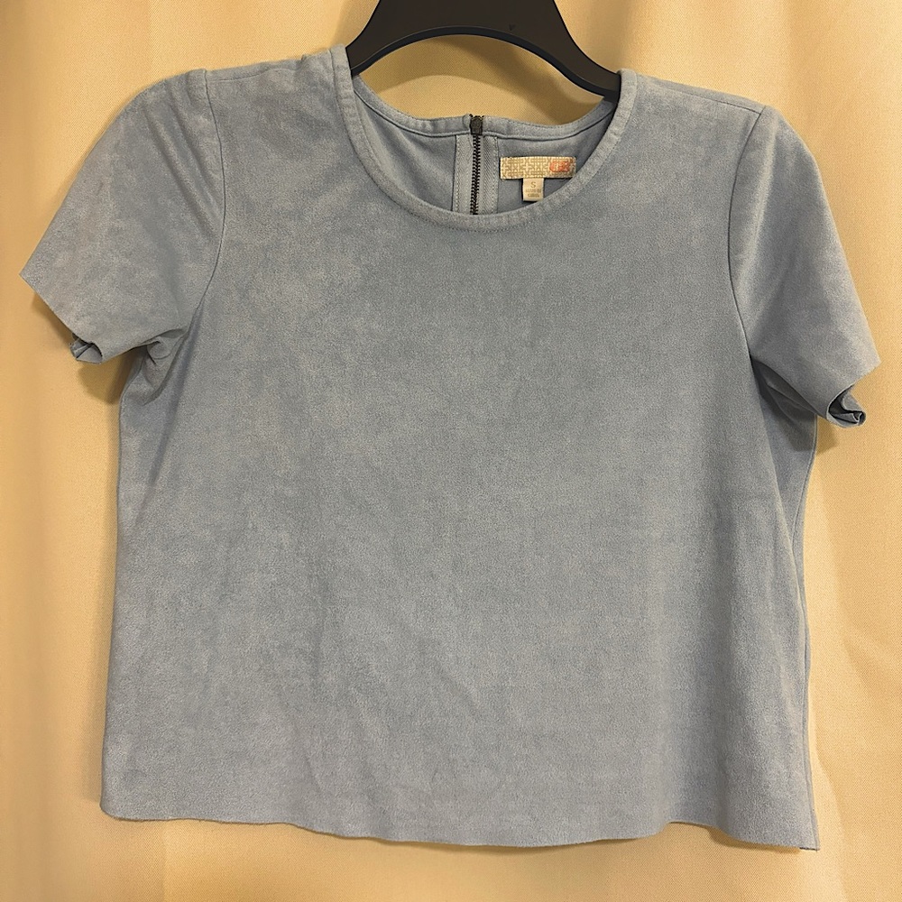 Gianni Bini Blue Suede Crop Top
